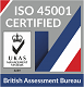 ISO 45001 certification badge for SteelTech safety management